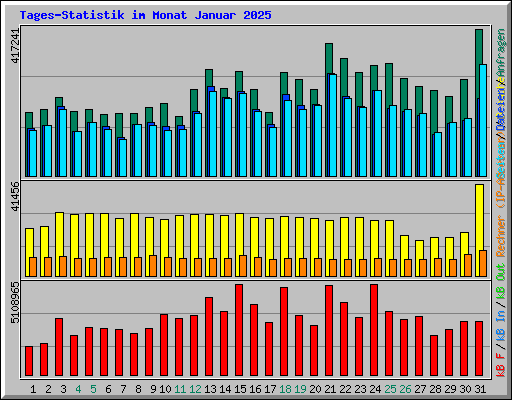 Tages-Statistik im Monat Januar 2025